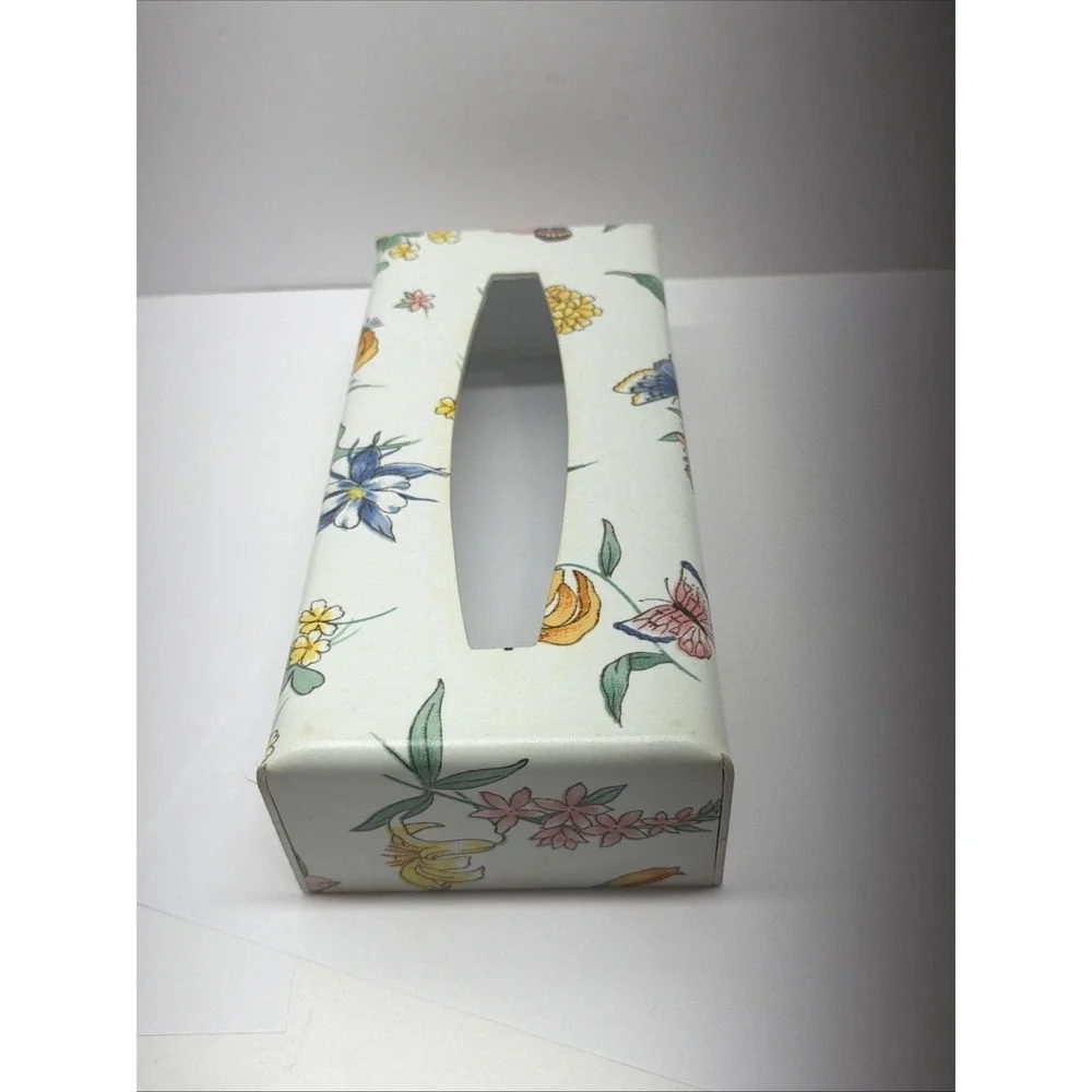 Vintage Rectangle Plastic Tissue Box Cover Flower Floral Cottagecore Grannycore